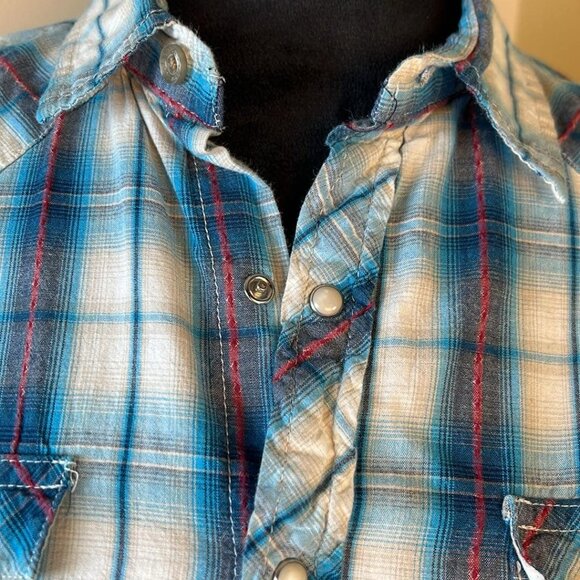 Roper Ladies XL Western Style Pearl Snap Plaid Shirt Cowgirl Rodeo Work Wear - Picture 4 of 9